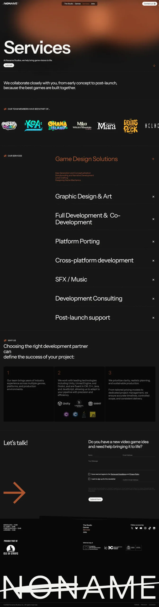 Noname Studios - Services Page