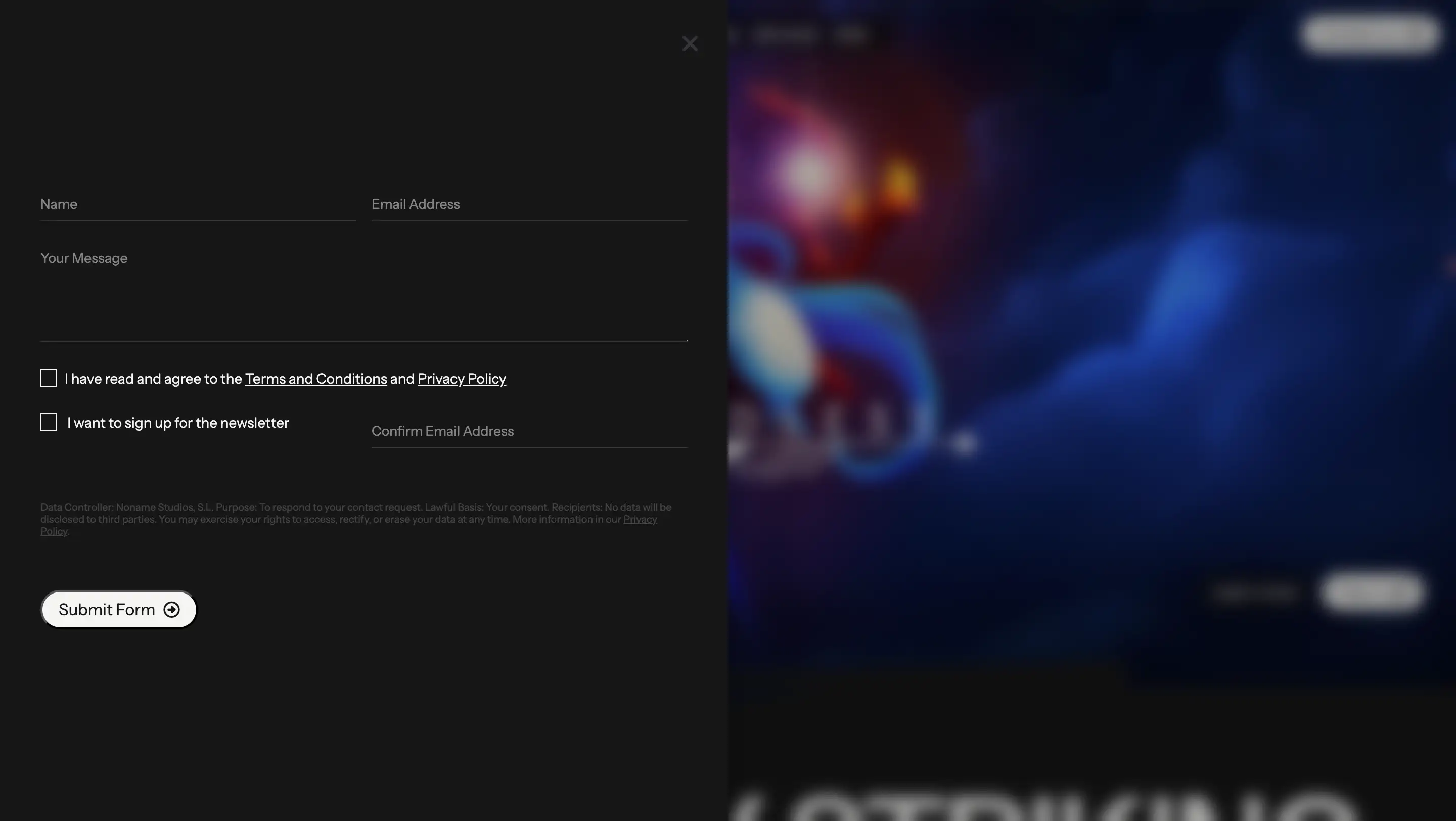 Noname Studios - Contact Form